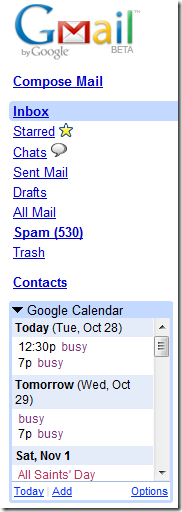 Calendar in Gmail